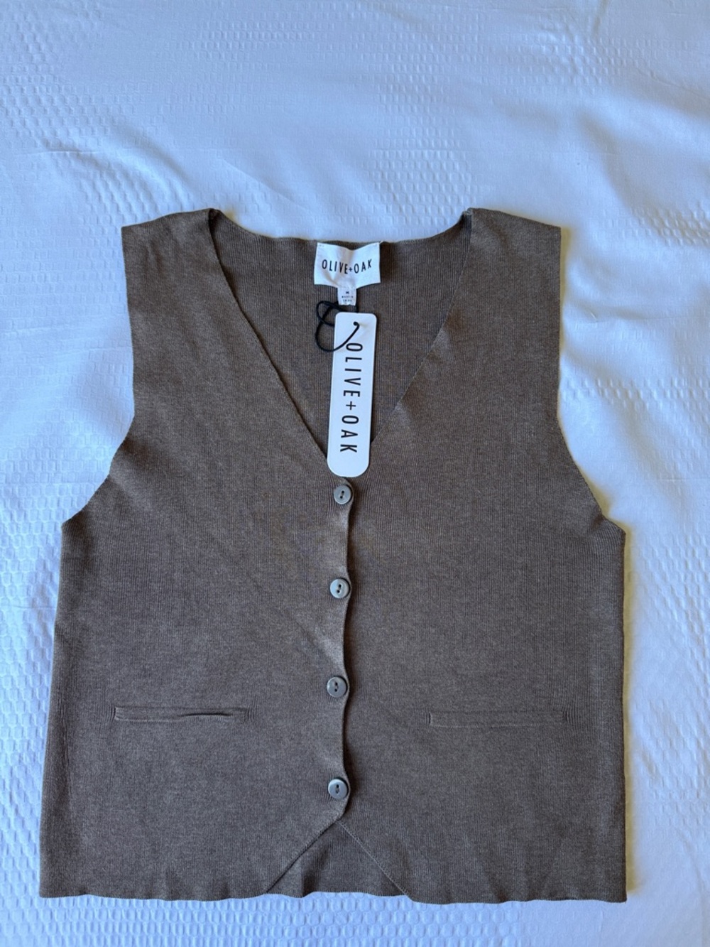 Olive & Oak Chestnut Brown Button-Up Knit Vest